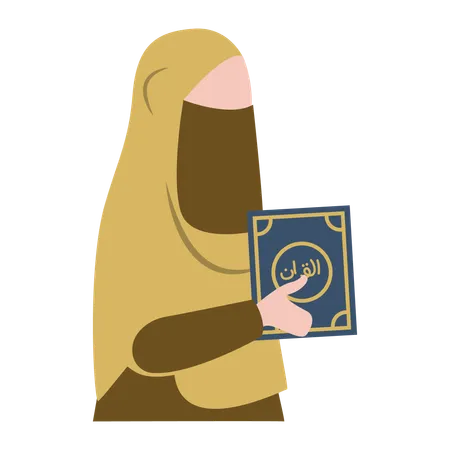 Islamic girl is reading quran  Illustration