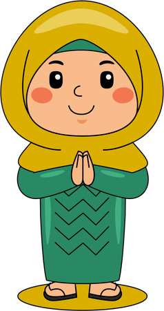 Islamic girl joining hands  Illustration