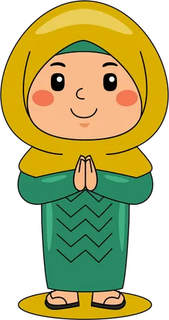 Islamic girl joining hands  Illustration