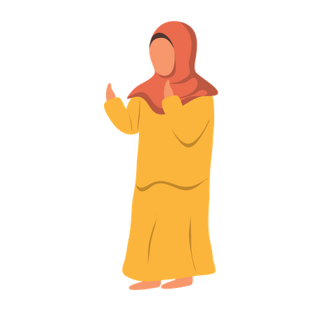 Islamic Girl Praying Illustration