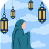 illustration islamic girl praying