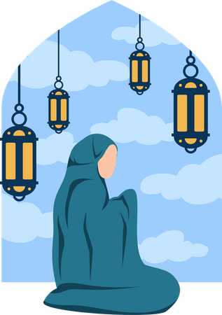 Islamic girl praying namaz  Illustration