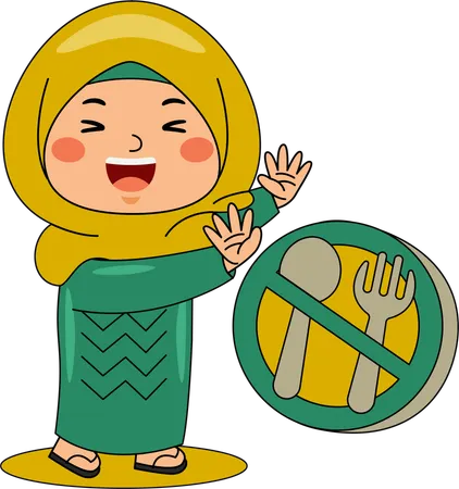 Islamic girl promoting fast  Illustration