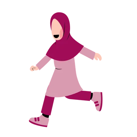 Islamic girl running  Illustration