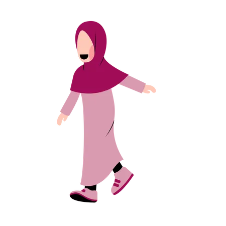 Islamic girl walking Illustration