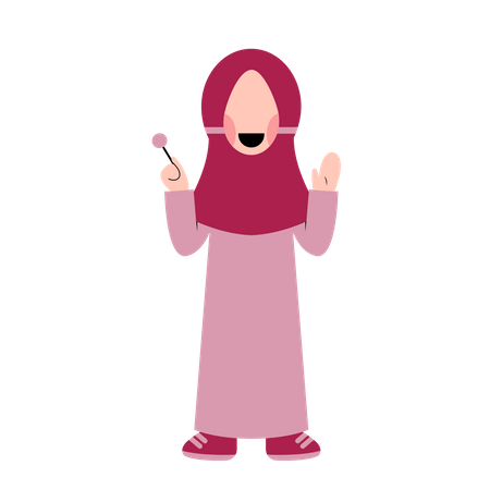 Islamic girl waving hand Illustration