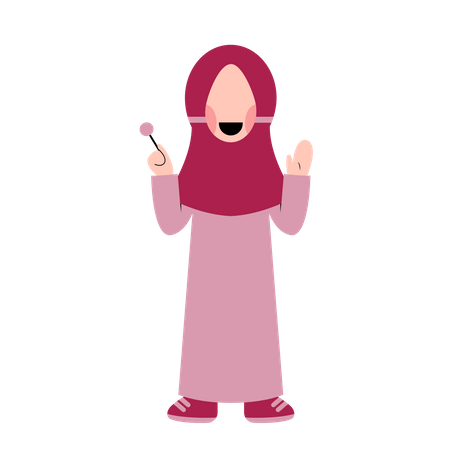 Islamic girl waving hand  Illustration