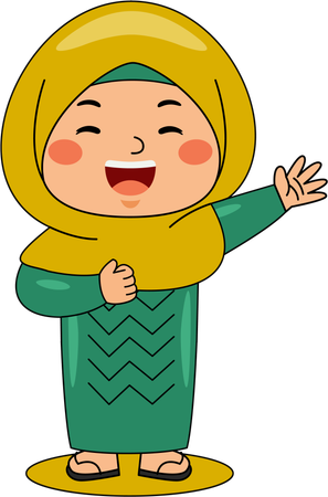 Islamic girl waving her hand  Illustration