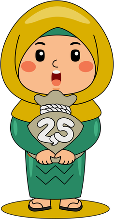 Islamic girl with money sack  Illustration