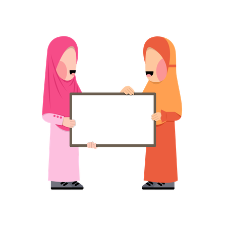 Islamic girls holding board  Illustration