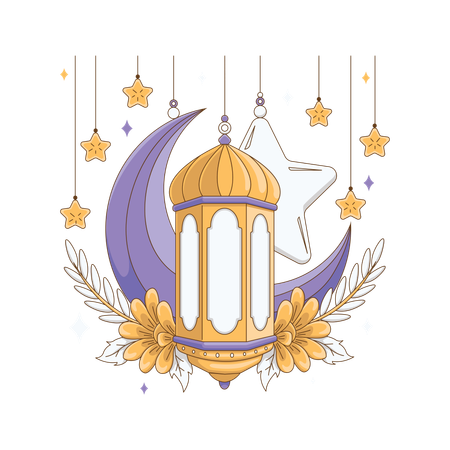 Islamic lanterns and stars  Illustration