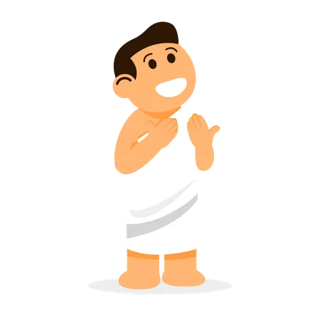 Set Male Character Of Cute Kids Cartoon Hajj Pilgrimage Suitable For Infographic Illustration