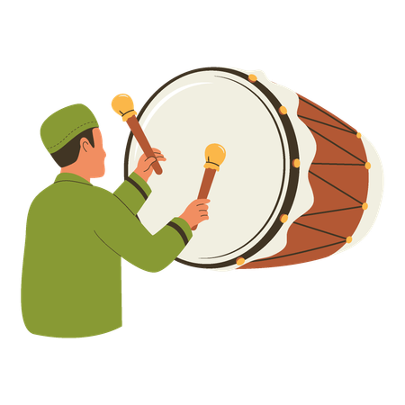 Islamic man beating drum  Illustration