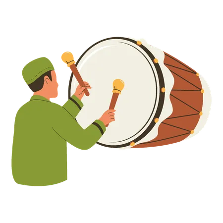 Islamic man beating drum  Illustration