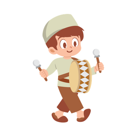 Islamic man beating drum  Illustration