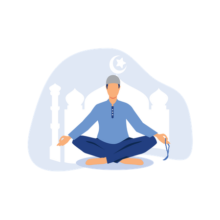 Islamic man do meditation with zikr  일러스트레이션