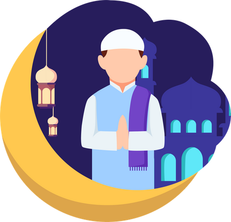 Islamic man doing praying  Illustration