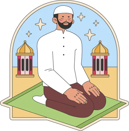 Islamic man is praying  Illustration