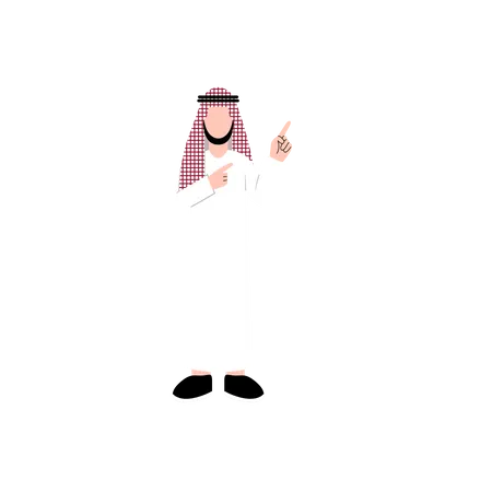 Islamic man pointing hand  イラスト