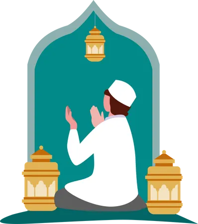 Islamic man praying  Illustration