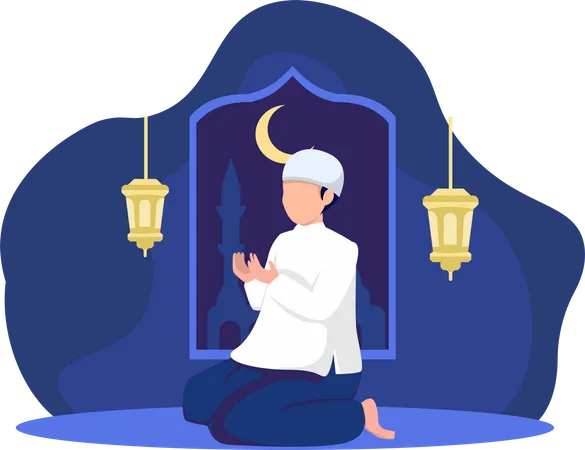 Islamic man praying Illustration