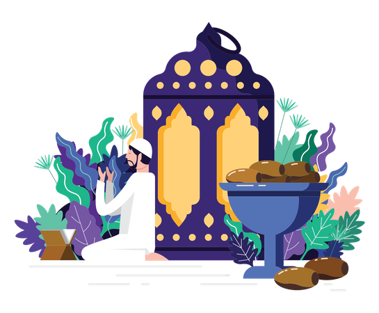 Islamic man praying during Ramadan  Illustration