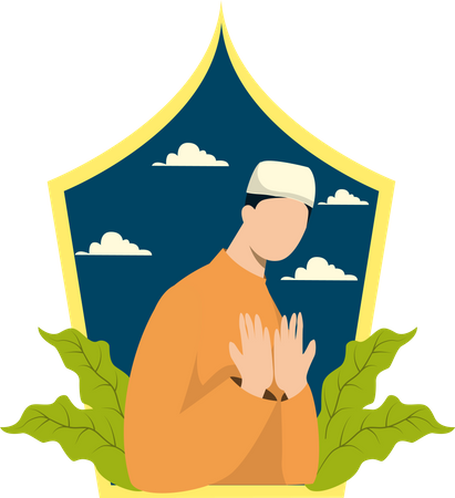 Islamic man praying  Illustration