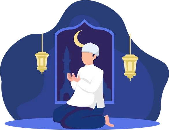 Islamic man praying  Illustration