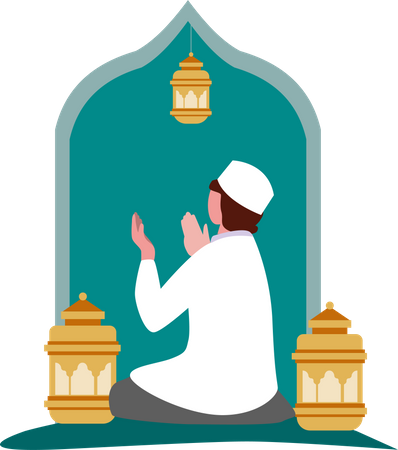 Islamic man praying  Illustration