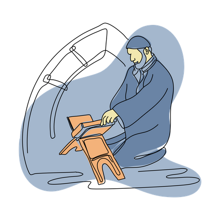 Islamic man reading holy book  Illustration