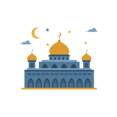 Islamic Mosque Flat Concept Illustration Illustration