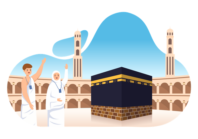 Islamic people at hajj  Illustration