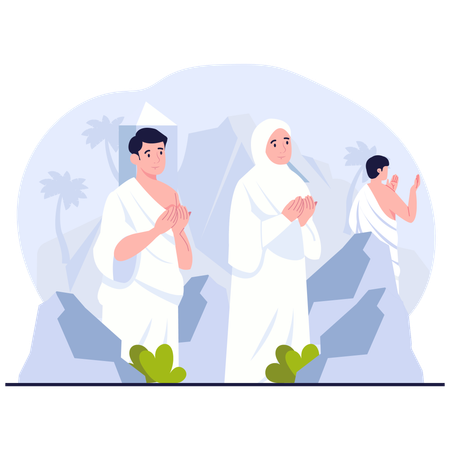 Islamic people Praying in Arafat  Illustration