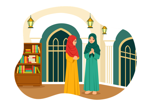 Islamic people talking in Mosque  Illustration