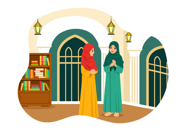 Islamic people talking in Mosque  Illustration