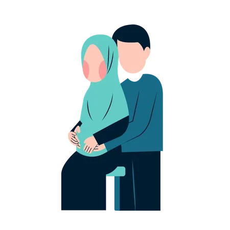 Islamic Pregnant Couple  Illustration