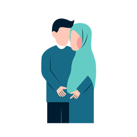 Islamic Pregnant Couple  Illustration