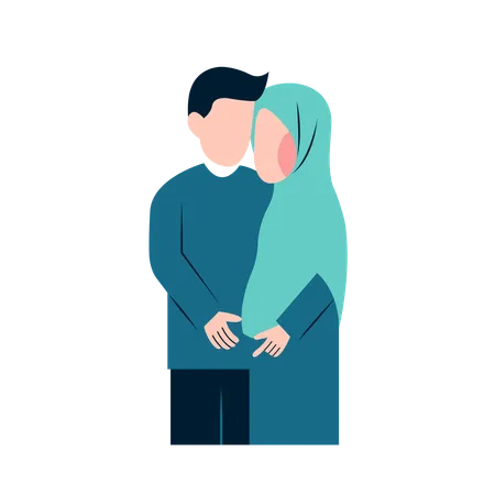 Islamic Pregnant Couple  Illustration