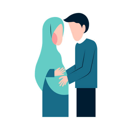 Islamic Pregnant Couple  Illustration