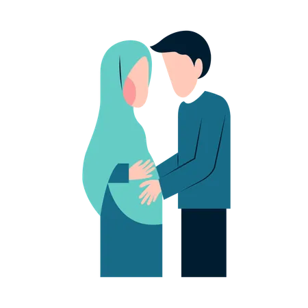 Islamic Pregnant Couple  Illustration