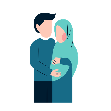 Islamic Pregnant Couple  Illustration