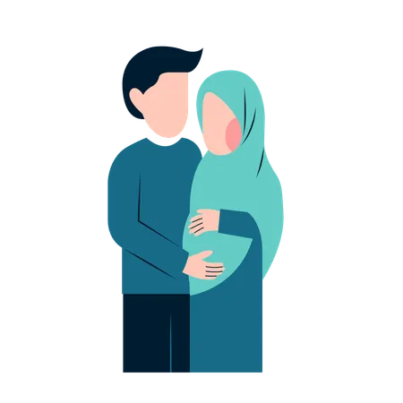 Islamic Pregnant Couple  Illustration