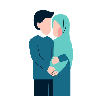 Islamic Pregnant Couple  Illustration