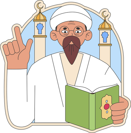 Islamic priest is reading quran  일러스트레이션