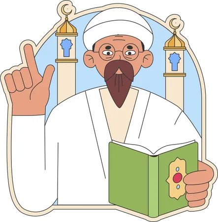 Islamic priest is reading quran  일러스트레이션