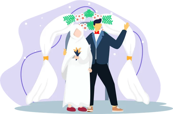 Islamic Wedding Couple Illustration