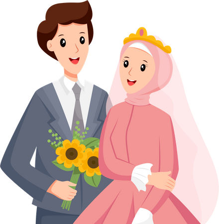 Islamic Wedding Couple  Illustration