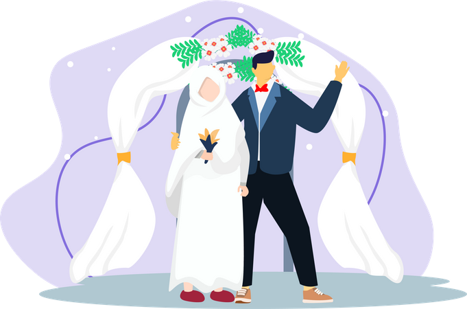 Islamic Wedding Couple  Illustration