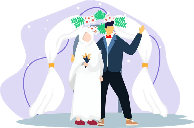 Islamic Wedding Couple  Illustration