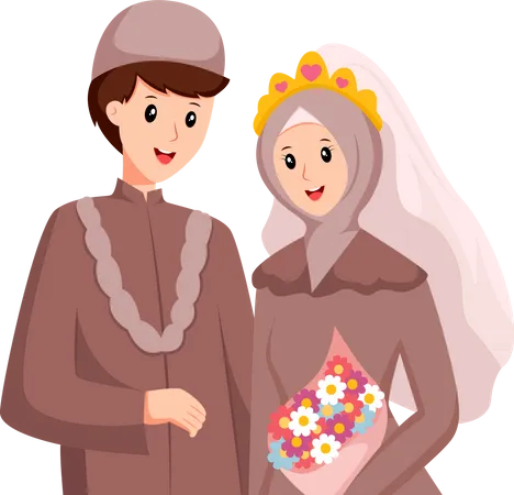 Islamic Wedding Couple  Illustration